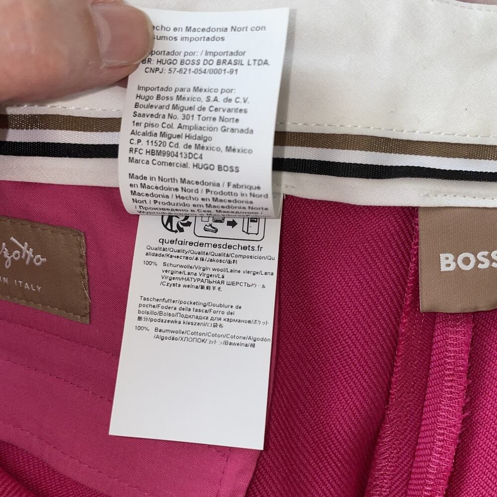 BOSS Womens Slim Fit Talawa Ankle Pants Bright Pink Wool Twill US 16 NWOT $368 - Picture 6 of 16